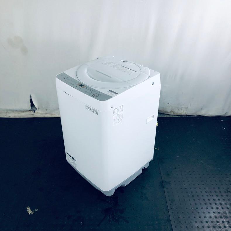 洗濯機 中古 シャープ SHARP ES-GE7C-W 2019年製 全自動 7.0kg