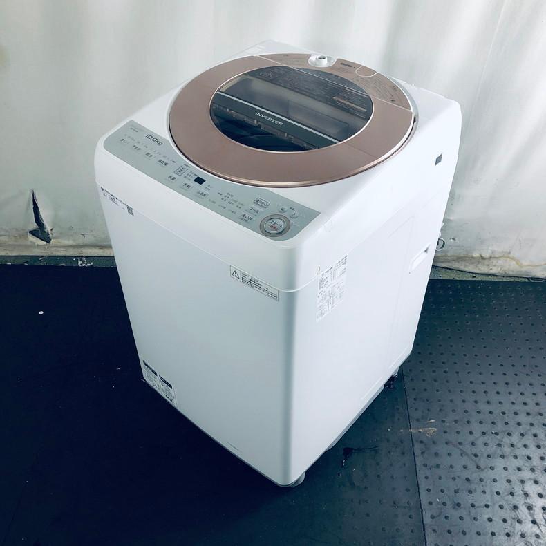洗濯機 中古 シャープ SHARP ES-GV10B-T 2018年製 10.0kg ブラウン  