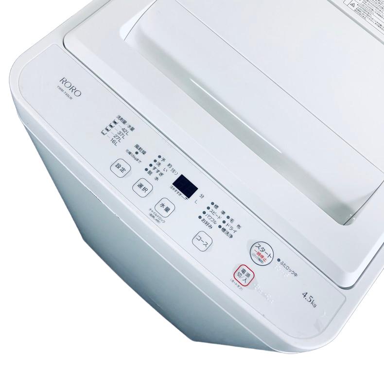 洗濯機 中古 RORO YWM-T45LW 2024年製 4.5kg ホワイト 送風 乾燥機能