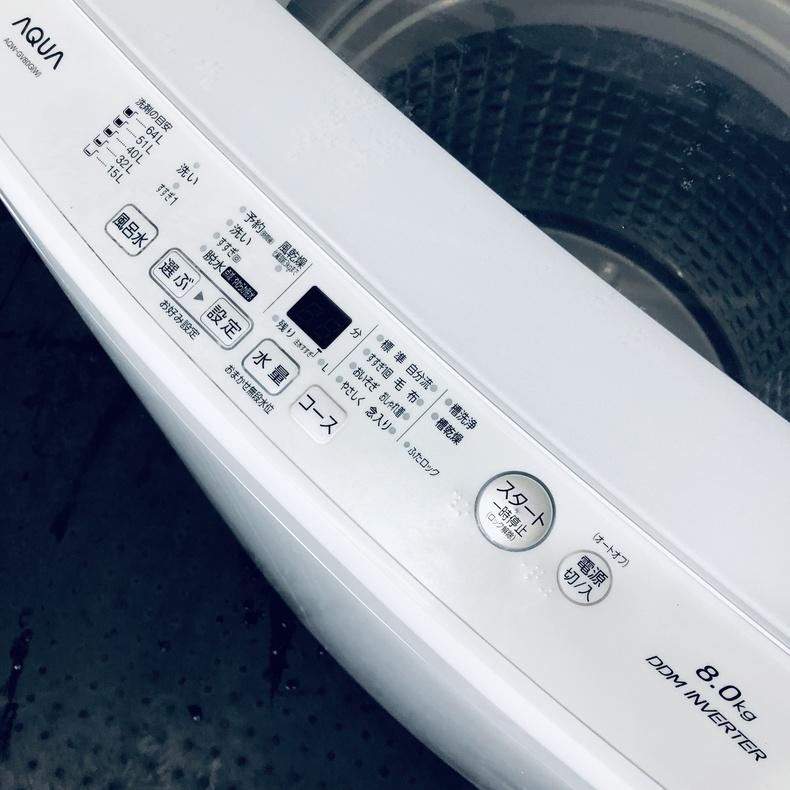 ☆中古 激安！！ ￥17,800！！AQUA　アクア　8.0kg洗濯機　家電　2019年製　AQW-GV80G(W)型　【BBK054】　 AQUA（アクア） 洗濯機 中古 AQUA AQW-GV80G 2019年製 8.0kg ホワイト