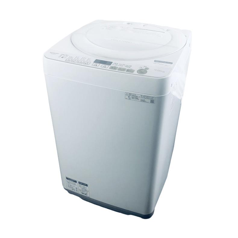 (8/19受渡済)JT4805【SHARP/シャープ 7.0㎏洗濯機】美品 2019年製 ES-KS70V 家電 洗濯 簡易乾燥付 SHARP（シャープ） 洗濯機 中古 SHARP ES-KS70V-W 2019年製 7.0kg