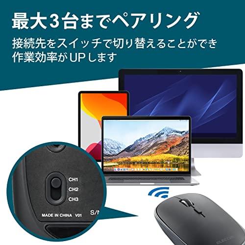 エレコム ワイヤレスマウス Bluetooth Slint M-TM15BBGM/EC 薄型 充電式 4ボタン マルチペアリング 3台接続｜riftencom｜03