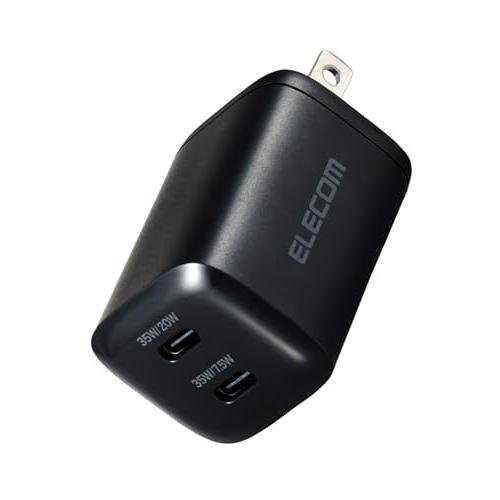 エレコム 充電器 35W Type-C 2ポート USB PD対応 スイング式プラグ PPS対応 ブラック 【iPhone 16 15 等対応】 | 