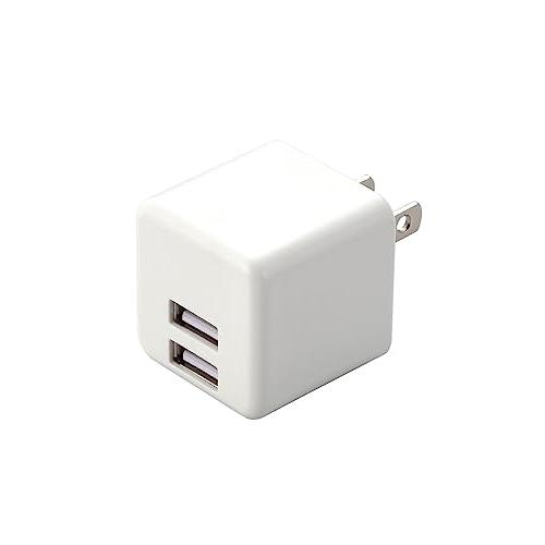 エレコム USB充電器 USB コンセント 合計12W (5V/2.4A) 2ポート USB-A コンパクト EC-AC3912WH | 