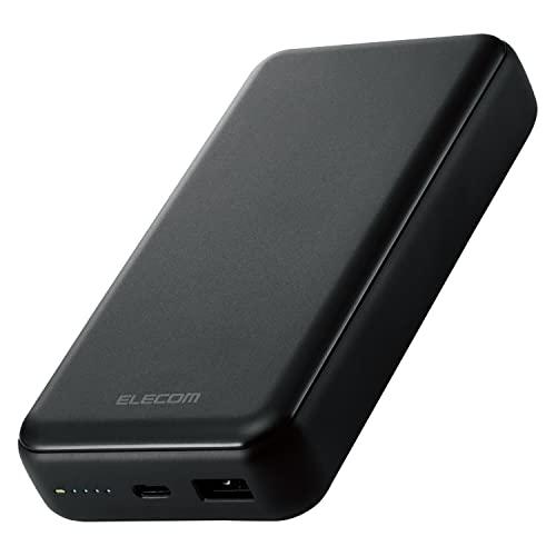 エレコム モバイルバッテリー 20000mAh 大容量 20W Type-C×1 / USB-A×1 ブラック DE-C34-20000BK | 