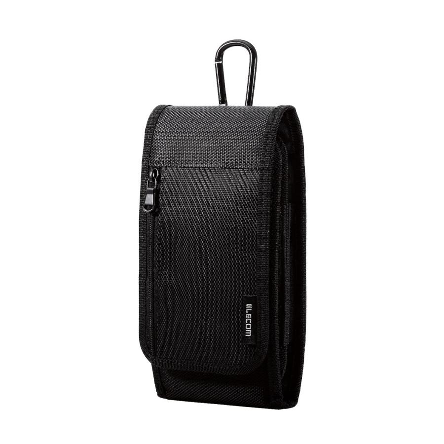 エレコム スマホポーチ 2台収納 Lサイズ 3Way (腰ベルトループ ショルダーベルトループ カラビナフック) フロントポケット付 カードポケ | 