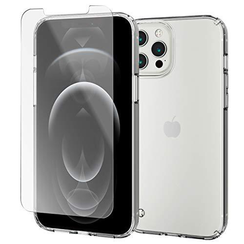 【ケース・フィルムセット】 エレコム iPhone 12 Pro Max ケース Qi充電対応 ハイブリッド 耐衝撃 ガラスフィルム付き クリア | 