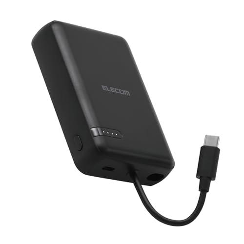 エレコム モバイルバッテリー 10000mAh 20W USB PD対応 Type-C×1ポート USB-Cケーブル一体 EC-C34BK | 