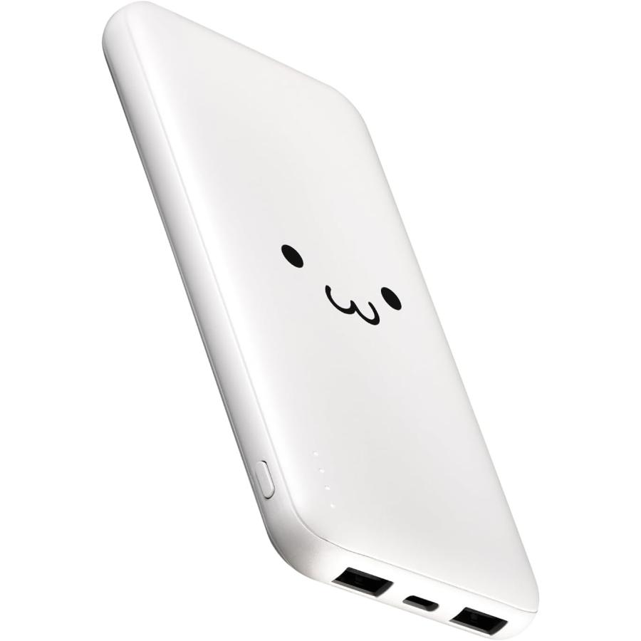 エレコム モバイルバッテリー 10000mAh 15W 3ポート Type-C×1 USB-A×2 microB(入力のみ) しろちゃん(ホワイト×ブラック) EC-C37WF | 