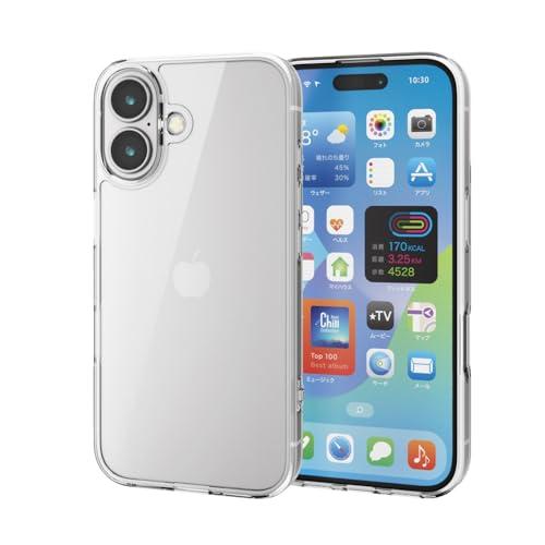 エレコム iPhone 16 ケース クリア 強化ガラス背面 硬度9H ハイブリッド 4つ角エアークッション PM-A24AHVCG1CR | 