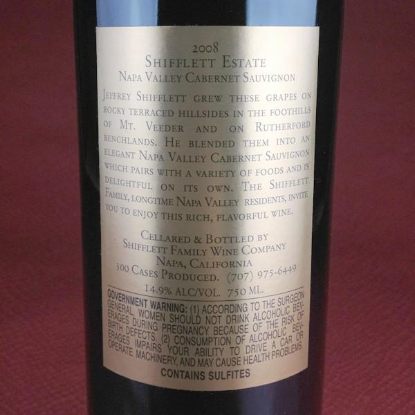 即購入可★ Shifflett Estate Cabernet Sauvignon [2008] ／ シフレット・エステイト　カベルネ・ソーヴィニヨン　[US][赤] 【2178116463】(12802円)