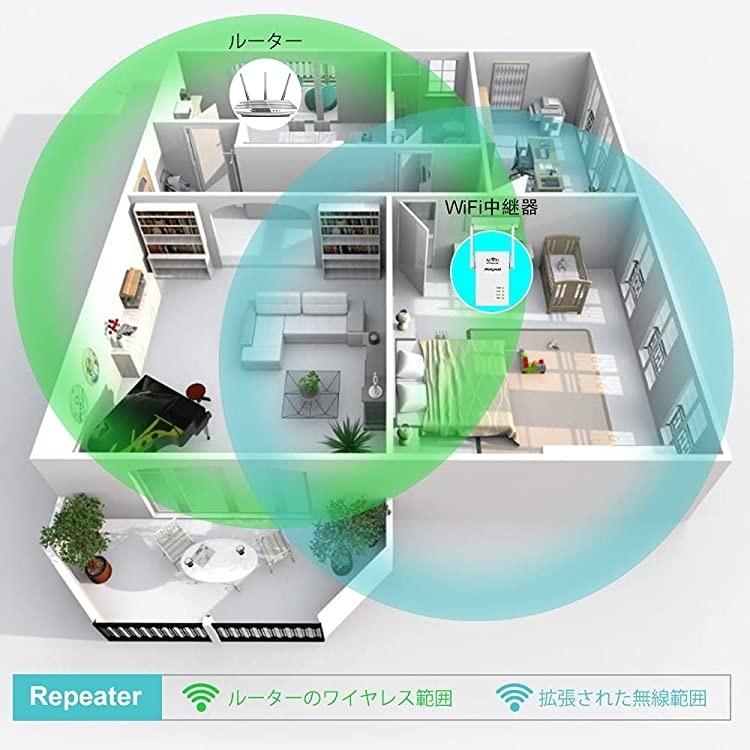 Wodgreat WiFi 黒 リレー 無線 LAN リレー ブースター 信号 増幅器 2.4GHz 300Mbps Fア1-3 stock:Eア5-1｜riggotou｜03