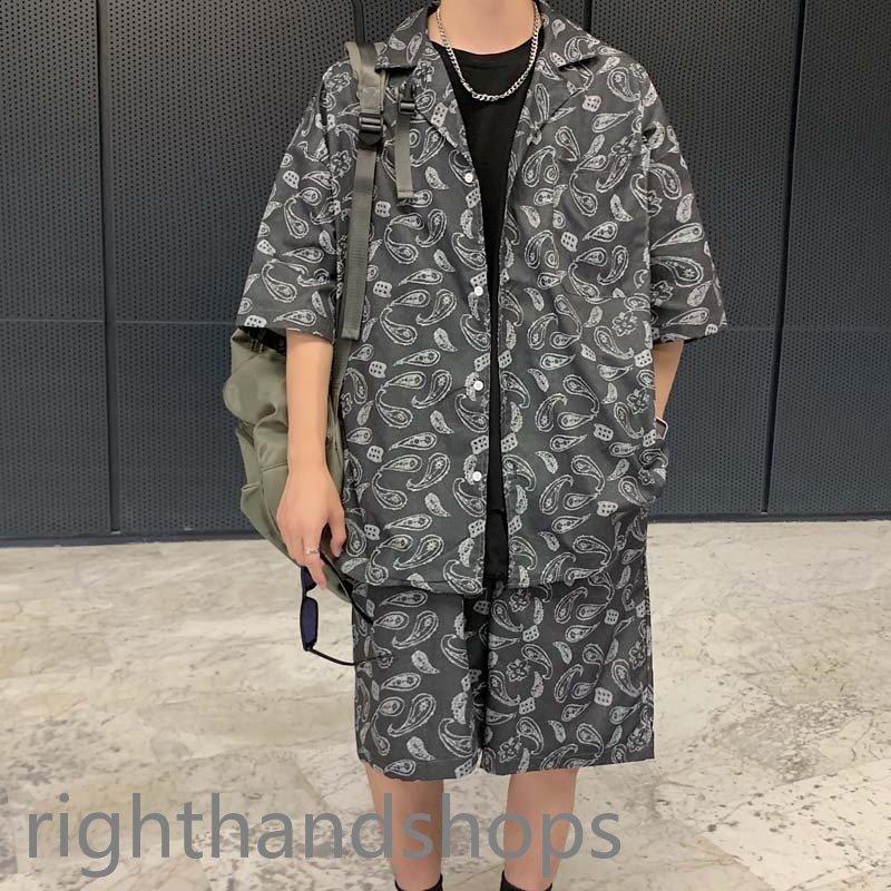 上下セット メンズ ペイズリー柄 セットアップ 柄シャツ 半袖 ハーフパンツ トップス ボトムス カジュアル おしゃれ 夏 Fmpja3mhot メンズファッション Sprintmart Com