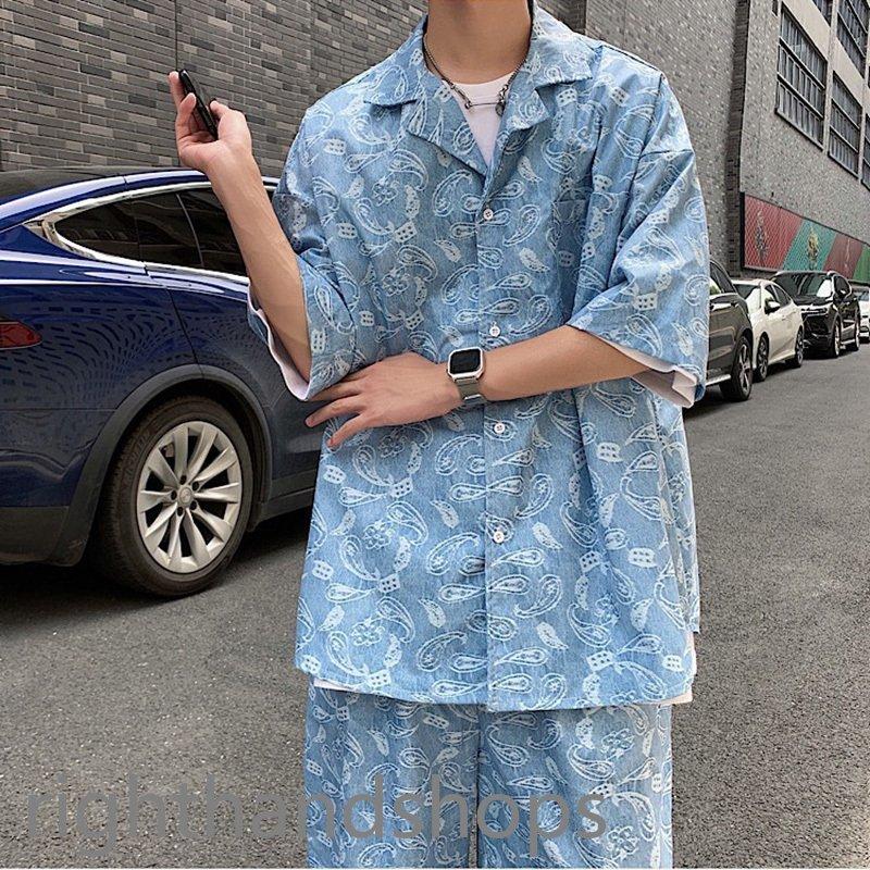 上下セット メンズ ペイズリー柄 セットアップ 柄シャツ 半袖 ハーフパンツ トップス ボトムス カジュアル おしゃれ 夏 Fmpja3mhot メンズファッション Sprintmart Com