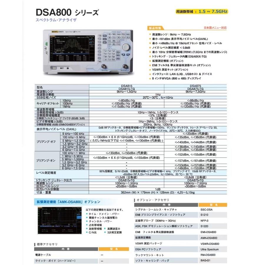 RIGOL（リゴル） スペクトラム・アナライザ DSA815 9kHz〜1.5GHz