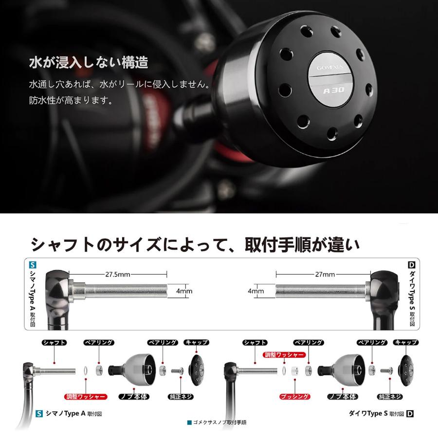 ゴメクサス ハンドルノブ A30SKBK アルミ 30mm ガンメタブラック