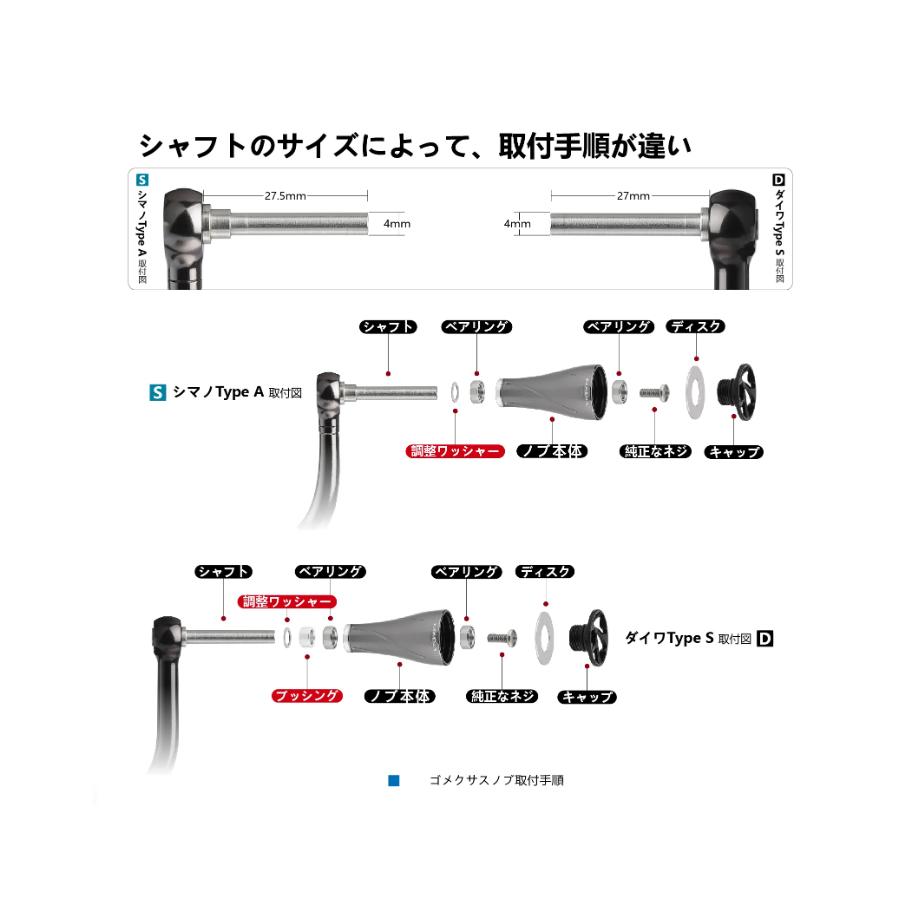 新作】ゴメクサス ハンドルノブ A20P 20mm シマノTypeA/ダイワTypeS