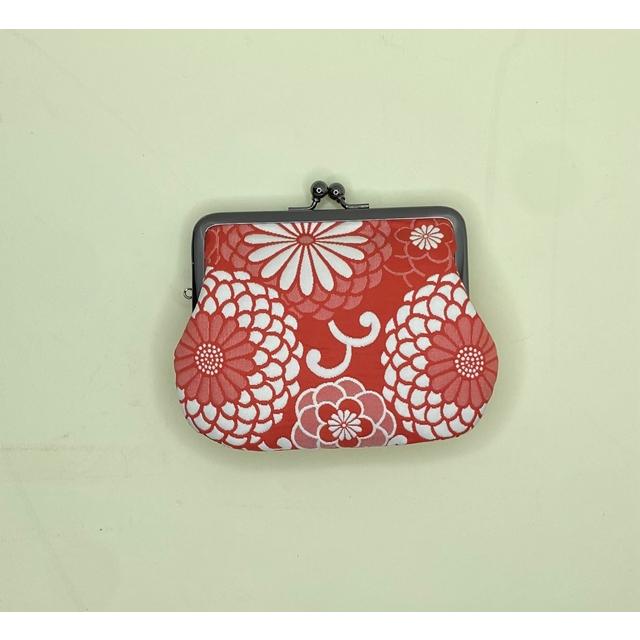 大島紬 花柄 長財布 赤い箱付き
