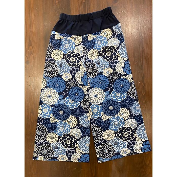 ほにや 美楽流パンツ 新菊丸 紺 丈ロングサイズ 丈90cm 総柄パンツ