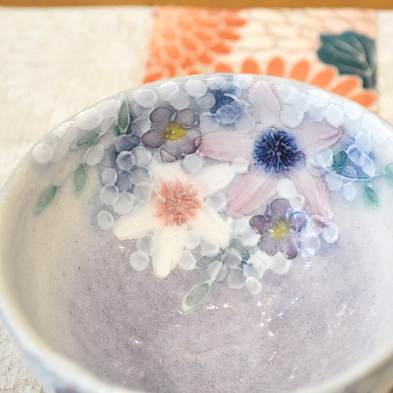 工房ゆずりは カップ＆ソーサー 彩紫小花 瀬戸焼 花柄 優しい感性 女性