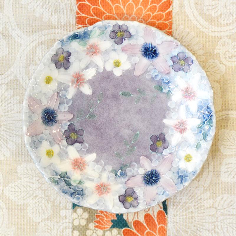 工房ゆずりは カップ＆ソーサー 彩紫小花 瀬戸焼 花柄 優しい感性 女性