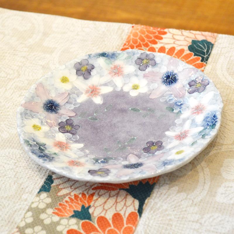 工房ゆずりは カップ＆ソーサー 彩紫小花 瀬戸焼 花柄 優しい感性 女性