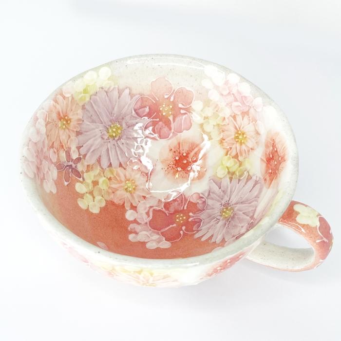 工房ゆずりは カップ＆ソーサー 紅彩花雅 瀬戸焼 花柄 優しい感性 女性