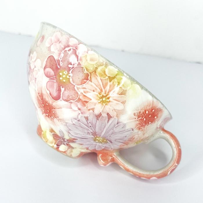 工房ゆずりは カップ＆ソーサー 紅彩花雅 瀬戸焼 花柄 優しい感性 女性