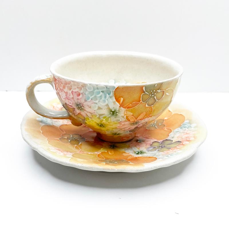 工房ゆずりは カップ＆ソーサー 平安京花 瀬戸焼 花柄 優しい感性 女性