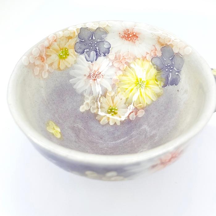 新品未使用 【薄紅花景色 平急須】瀬戸焼 急須 工房「ゆずりは