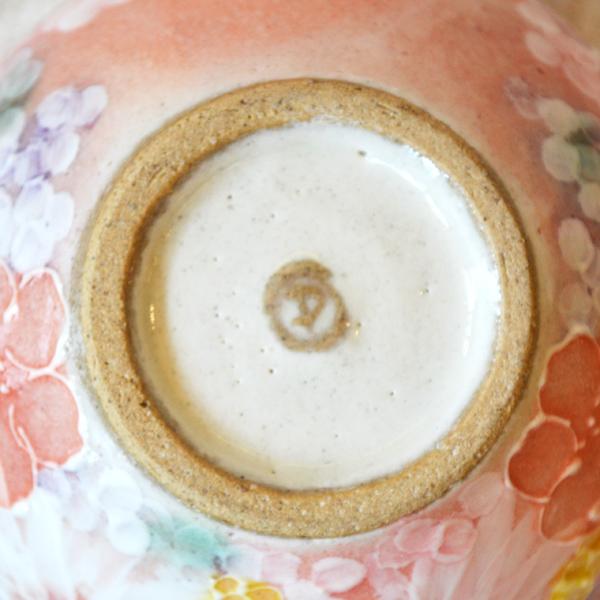 工房ゆずりは 福々碗 紅彩花間取 瀬戸焼 花柄 優しい感性 女性だけの