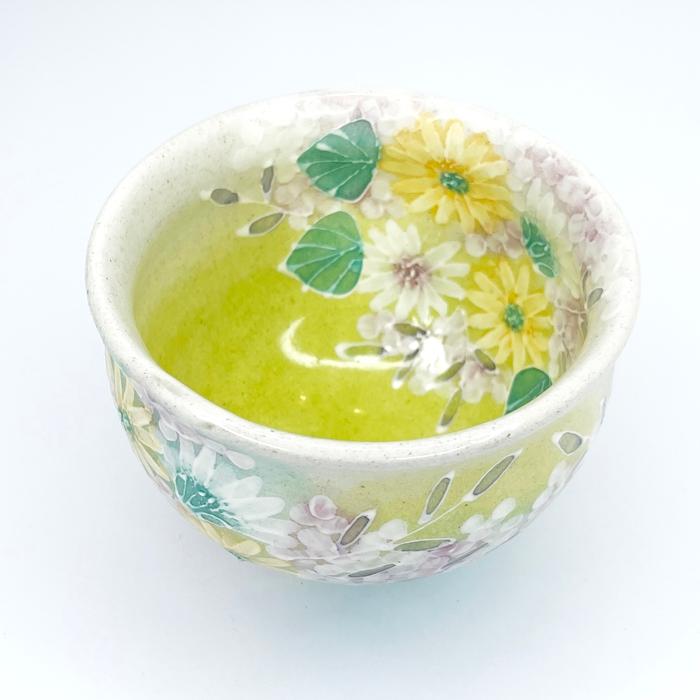 工房ゆずりは 福々碗 緑彩花畑 瀬戸焼 花柄 優しい感性 女性だけの工房
