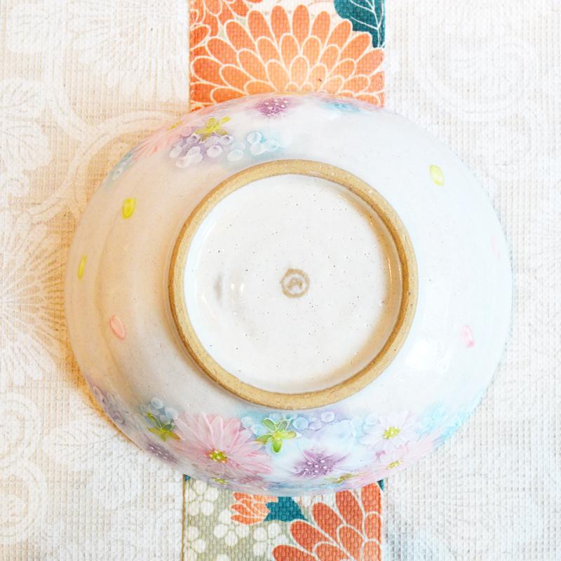 工房ゆずりは おしゃれ鉢 色彩花 瀬戸焼 花柄 女性だけの工房 手描き