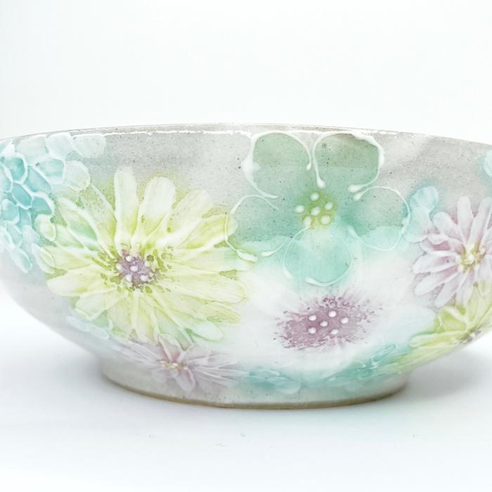 工房ゆずりは おしゃれ鉢 彩小花紋 瀬戸焼 花柄 女性だけの工房 手描き