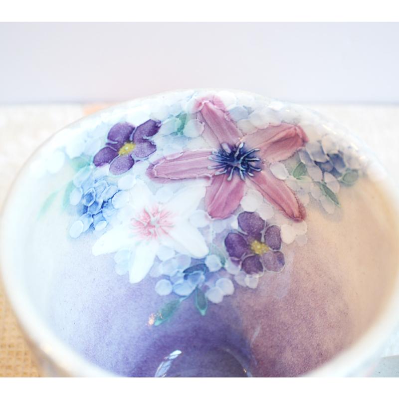 工房ゆずりは マグカップ 彩紫小花 瀬戸焼 花柄 優しい感性 女性だけの