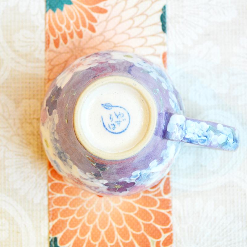 工房ゆずりは マグカップ 彩紫小花 瀬戸焼 花柄 優しい感性 女性だけの