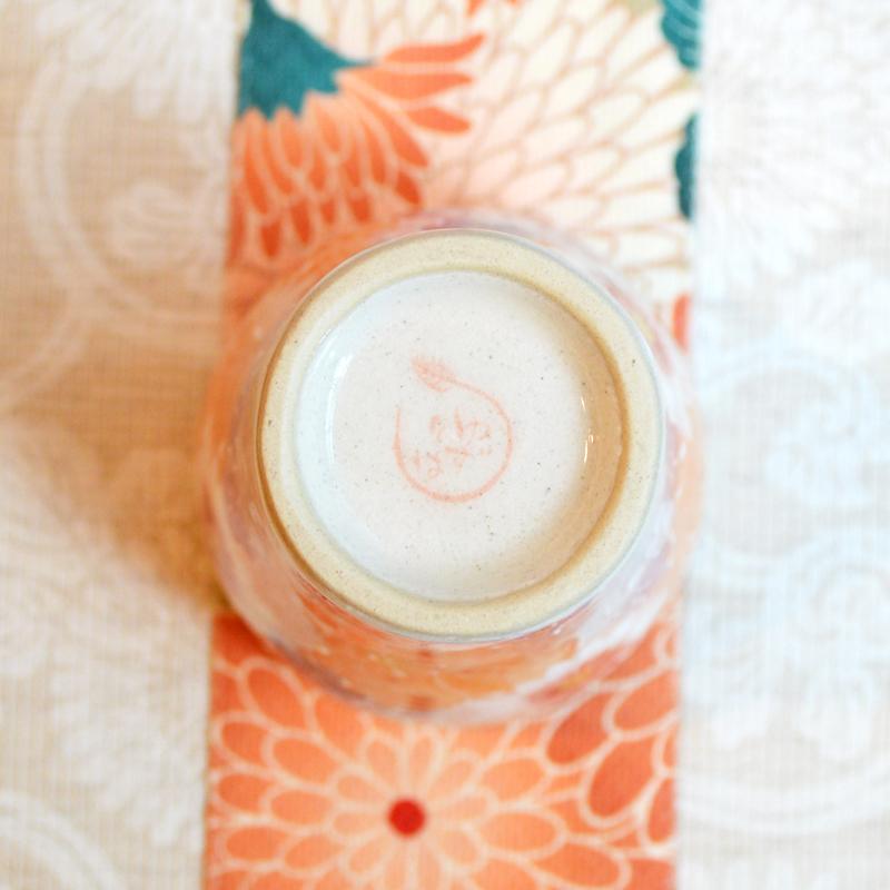 工房ゆずりは 陶コップ 紅彩京花 瀬戸焼 花柄 優しい感性 女性だけの