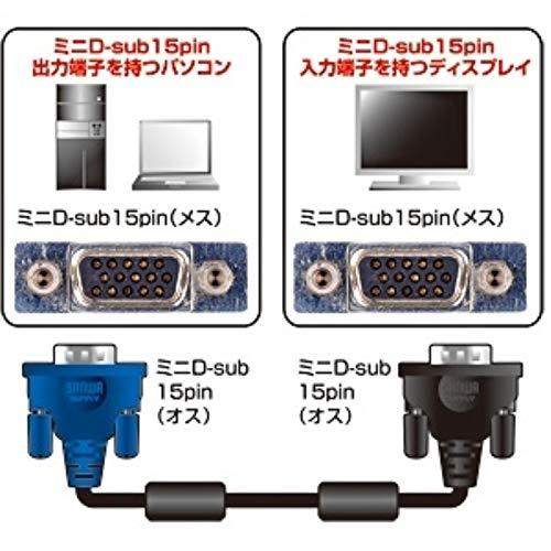 サンワサプライ ディスプレイケーブル ミニD-sub15pin (VGA-VGA) 0.75m スリム KC-VMH07K｜riiccoo-stor｜02