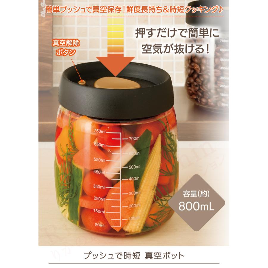 2個セット プッシュで時短 真空ポット 容量約800mL 漬物 煮卵 ピクルス