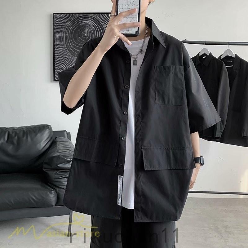 シャツ メンズ 半袖 トップス ワイドtシャツ ゆったり 無地 ライトアウター 着回し 夏新作 コーデ 日常感 通勤通学 白シャツ 黒シャツ 細身 大 Best58 リクタロウ 通販 Yahoo ショッピング