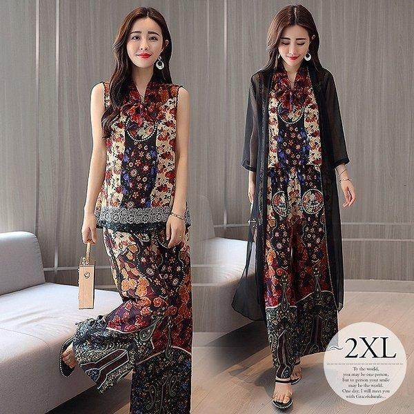 良質 リゾート ロングワンピース ロングドレス スーツセット パンツドレス レディース きれいめ 夏 母親 パーティー 結婚式 大きいサイズ セットアップ サイズ 2xl Hqpt Com