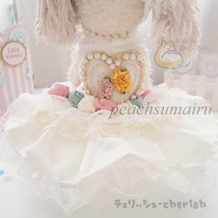 ウエディングドレス ペット用 パーティードレス 礼服 刺繍 犬用品 犬服 お姫様 愛犬 可愛い カクテルドレス ドレス ジューンブライド ペット服 写真撮る 卒業式｜rikuchan11｜10