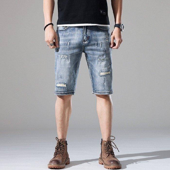 送料無料 ショートパンツ ハーフパンツ ジーンズ メンズ ストレッチ 穴あき ヴィンテージ 半ズボン 短パン デニム ダメージ ユーズド加工 クラッシュ Hanagrocare Com