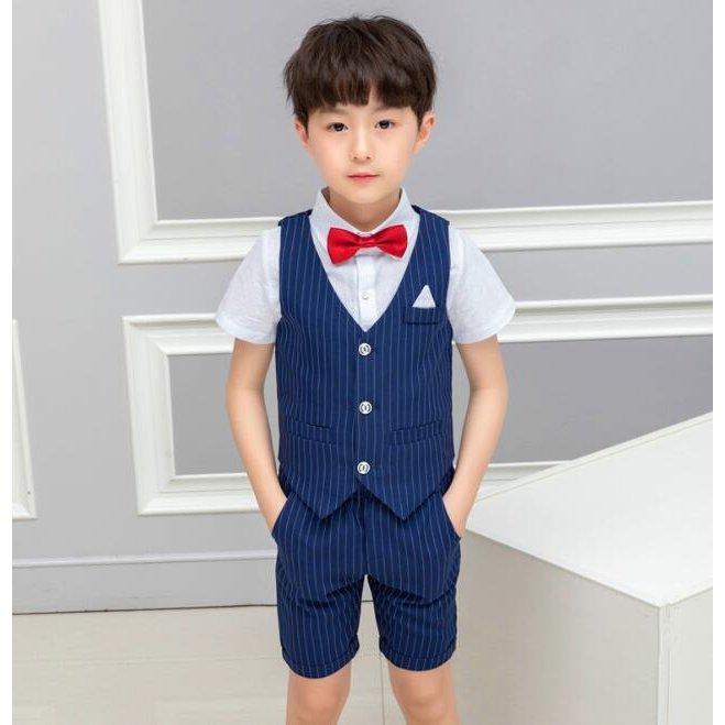 子どもスーツ キッズ 男の子 ジレ ベスト ショートパンツ 半袖ワイシャツ 蝶ネクタイ 子供スーツ3点セット 4点セット 紳士服 結婚式 発表会 学園祭 ２枚｜rikuchan11｜04