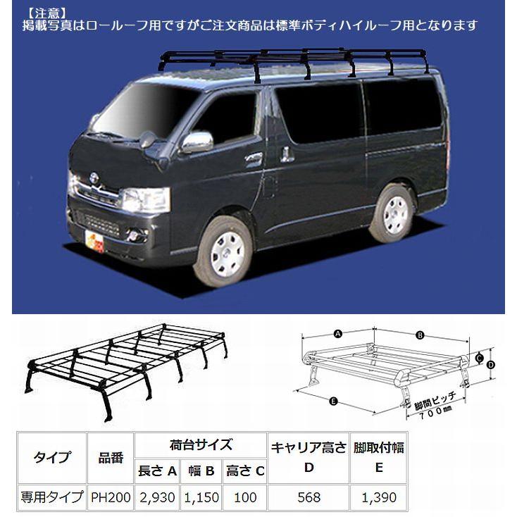 ※個人宅配送/他商品同時注文不可200系ハイエース標準ボディハイルーフ[2004.8〜]TUFREQ-P+シリーズキャリア[長さ2930mmｘ幅1330mmｘ全高100ｍm]品番PH200 | 精興工業