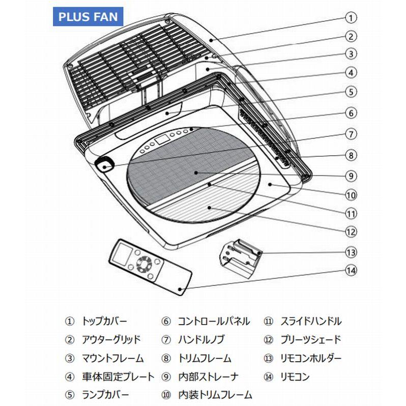 RV PLUS FAN (シェード,LED,リモコン付き)【開口寸法/355×355mmモデル