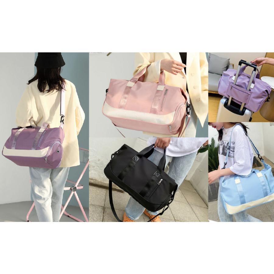 ナイロン製パープルボストンバッグ ボストンバッグ ナイロン 軽量 大容量 高撥水 キャリーオン 靴