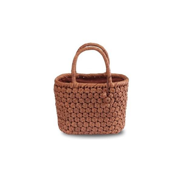 《六角編の風合いが美しい》山葡萄籠工房 山ぶどうかごバッグBR-01Y 六角編 Sサイズ 飾細工付