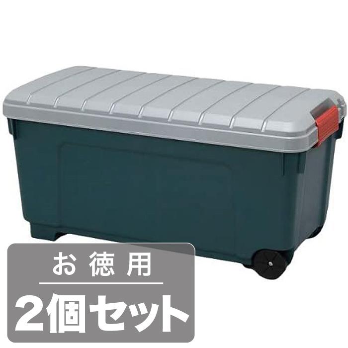 《散らかりがちなレジャー用品をまとめて収納》アイリスオーヤマ　アウトドア用品収納ストッカー160L　RVBOX　1000グレー　ダークグリーン(2点セット)