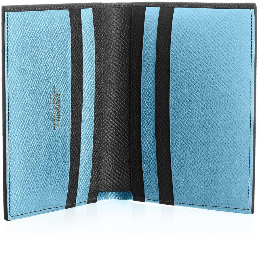 MAISON de HIROAN 革小物工房 博庵 牛革2つ折り財布(小銭入れなし)(21553)ブラック/ブルー